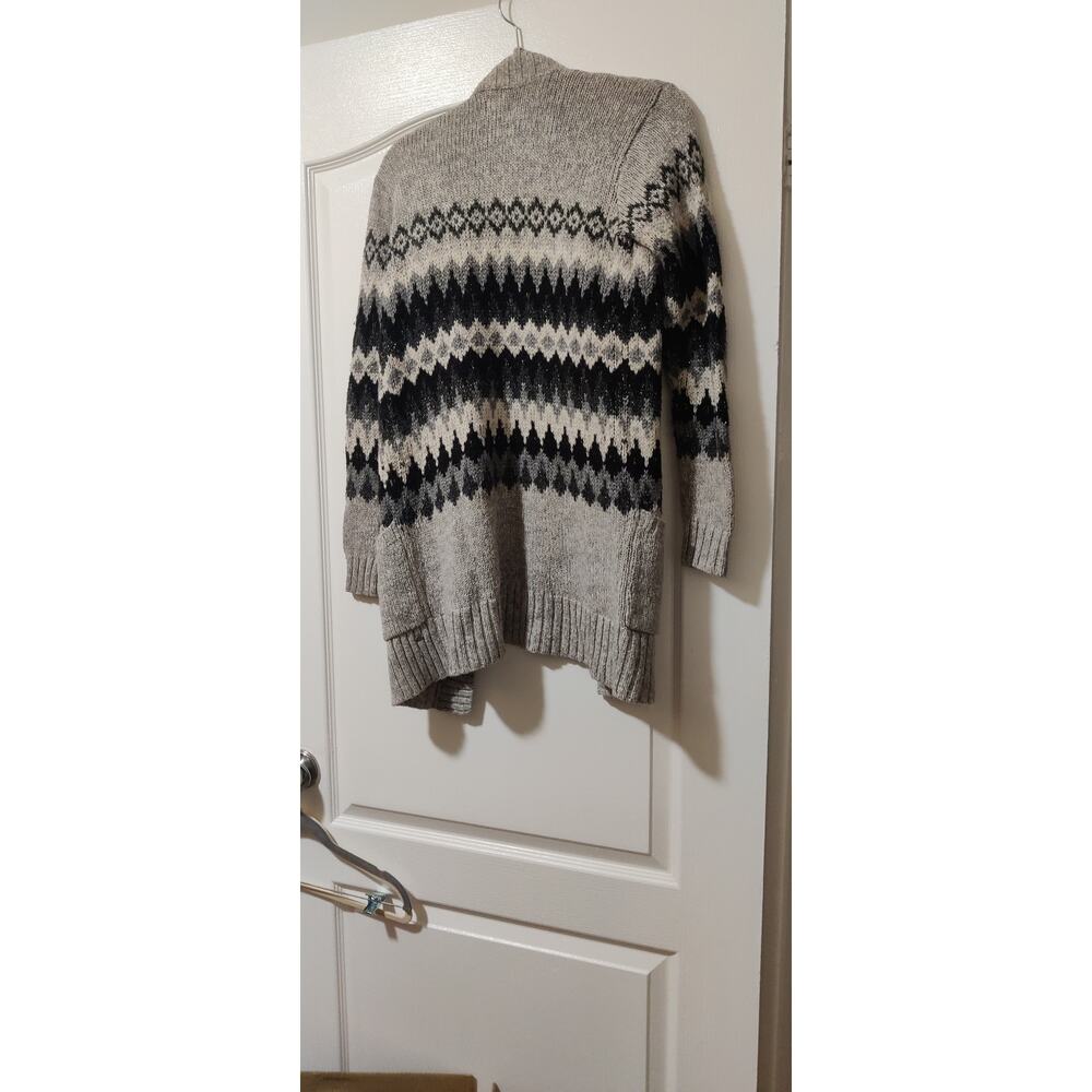 American Eagle Outfitters Southwest Pattern Grey Long Cardigan Size S Fair Isles - Picture 3 of 7